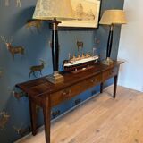 Large oak side table with 3 drawers