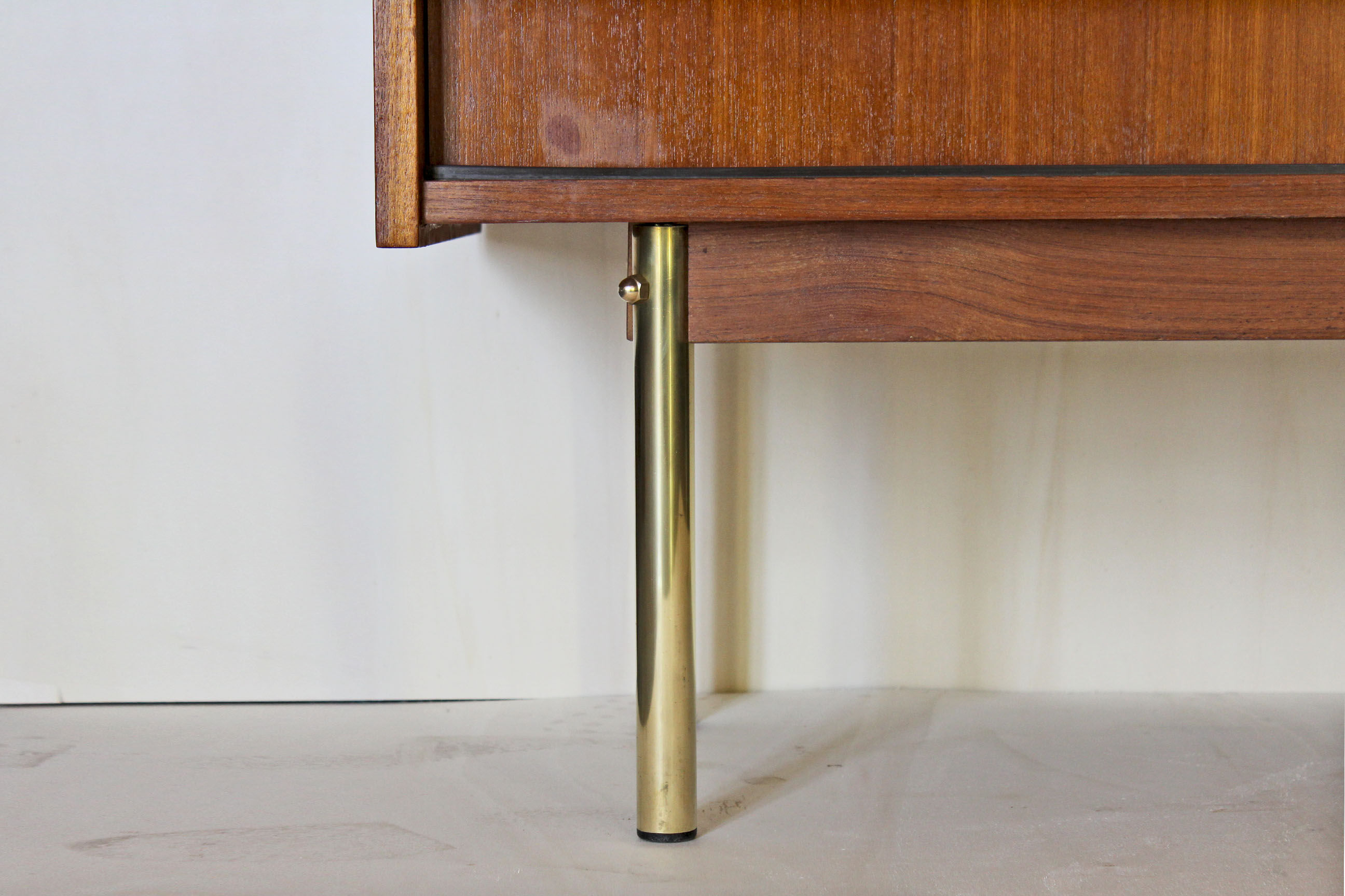 Scandinavian sideboard in solid teak wood and brass, 1950s Swedish vintage