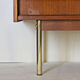 Scandinavian sideboard in solid teak wood and brass, 1950s Swedish vintage