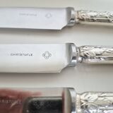Lot de 6 couteaux de table Christofle ,  lame inox et manche en argent