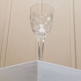 Transparent crystal glass XL Saint Louis wine glass with a faceted stem, France, 1930s