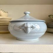 Sarreguemines blue earthenware soup tureen