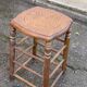 Vintage square stool made of solid wood from the 19th century, 55cm.
