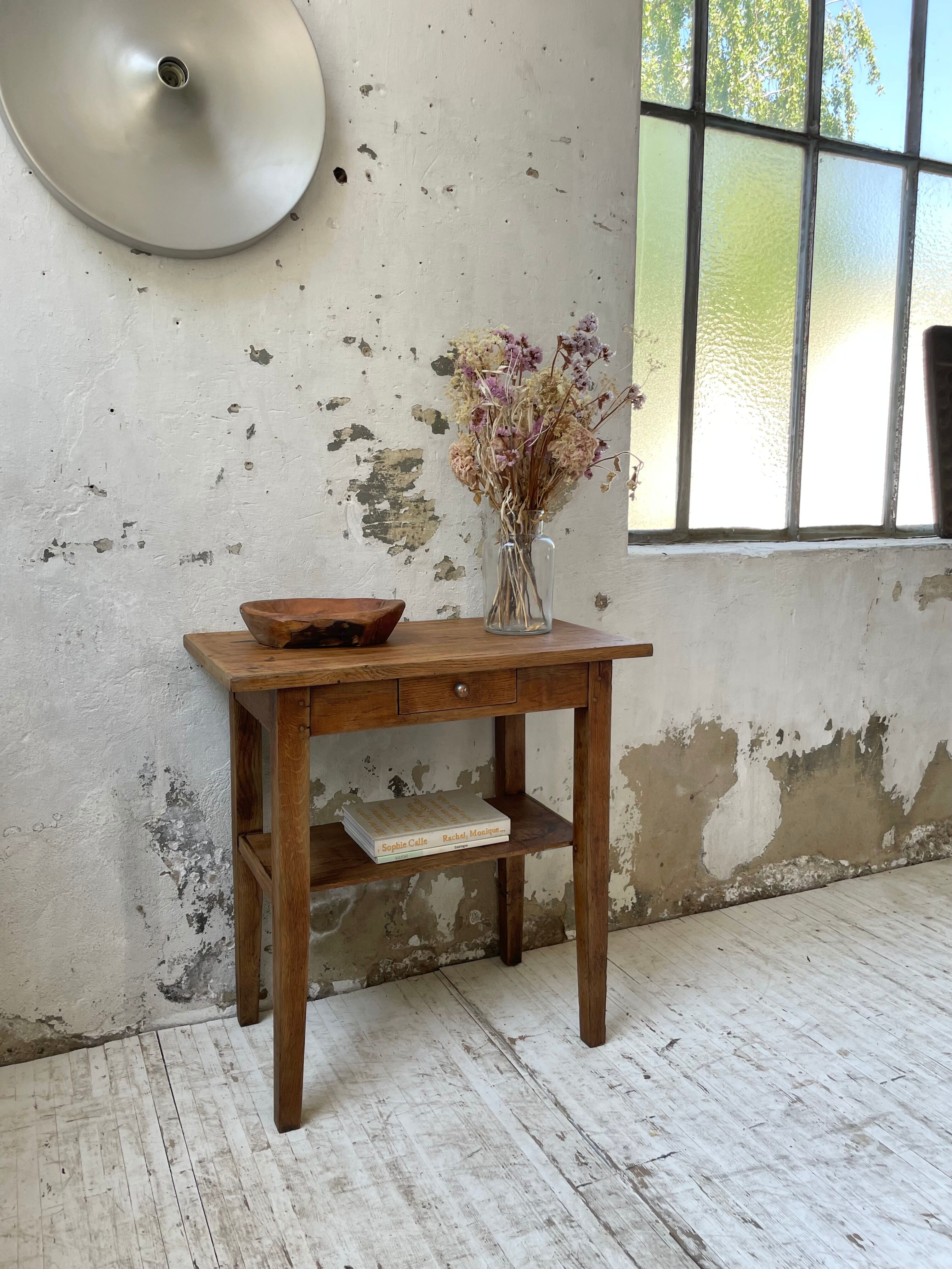 Oak console side table