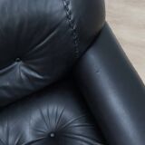 Pair of Mobil Girgi Sapporo armchairs black leather Italy 1970s