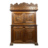 Montbéliard buffet with 4 Renaissance-style shutters in solid oak circa 1850