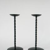 Pair of wrought iron candlesticks, Brutalist, 1970