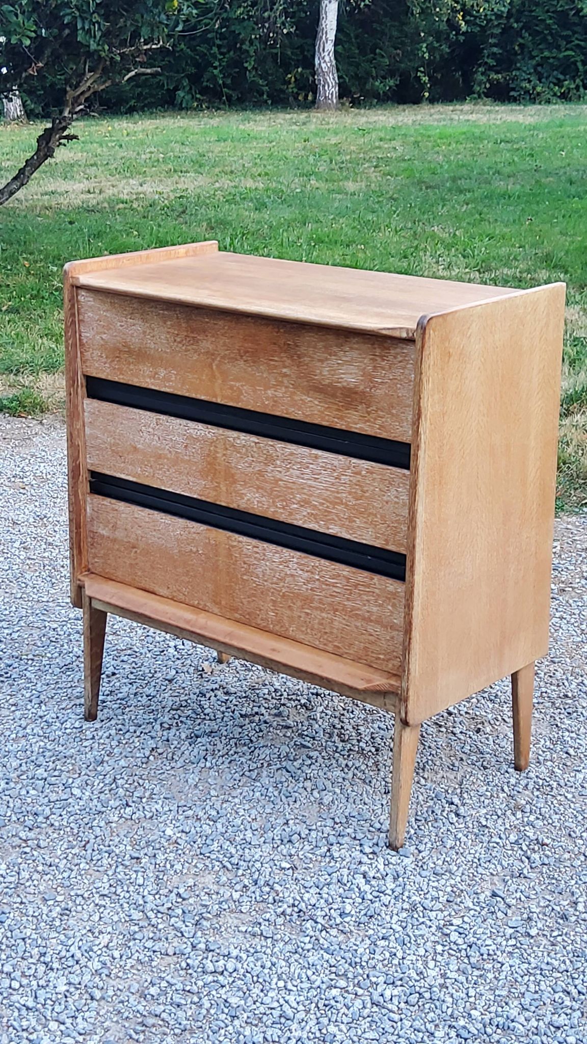 Vintage Gérard Guermonprez chest of drawers with 3 compass feet from the 50s