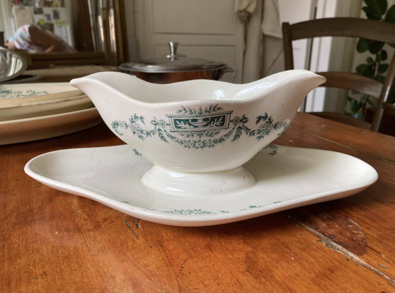 Old iron clay sauceboat