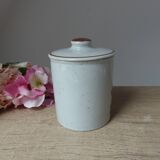 Ancienne boite à sucre en grès moucheté décor oiseau et arbre en fleurs