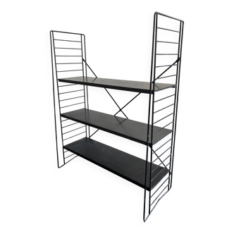 Vintage 1950 shelf taken on design legs by A. Dekker, black - 84 x 25 cm