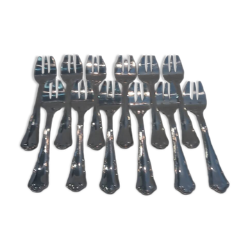 12 fourchettes à huitre métal argenté ercuis contours 13.3cm
