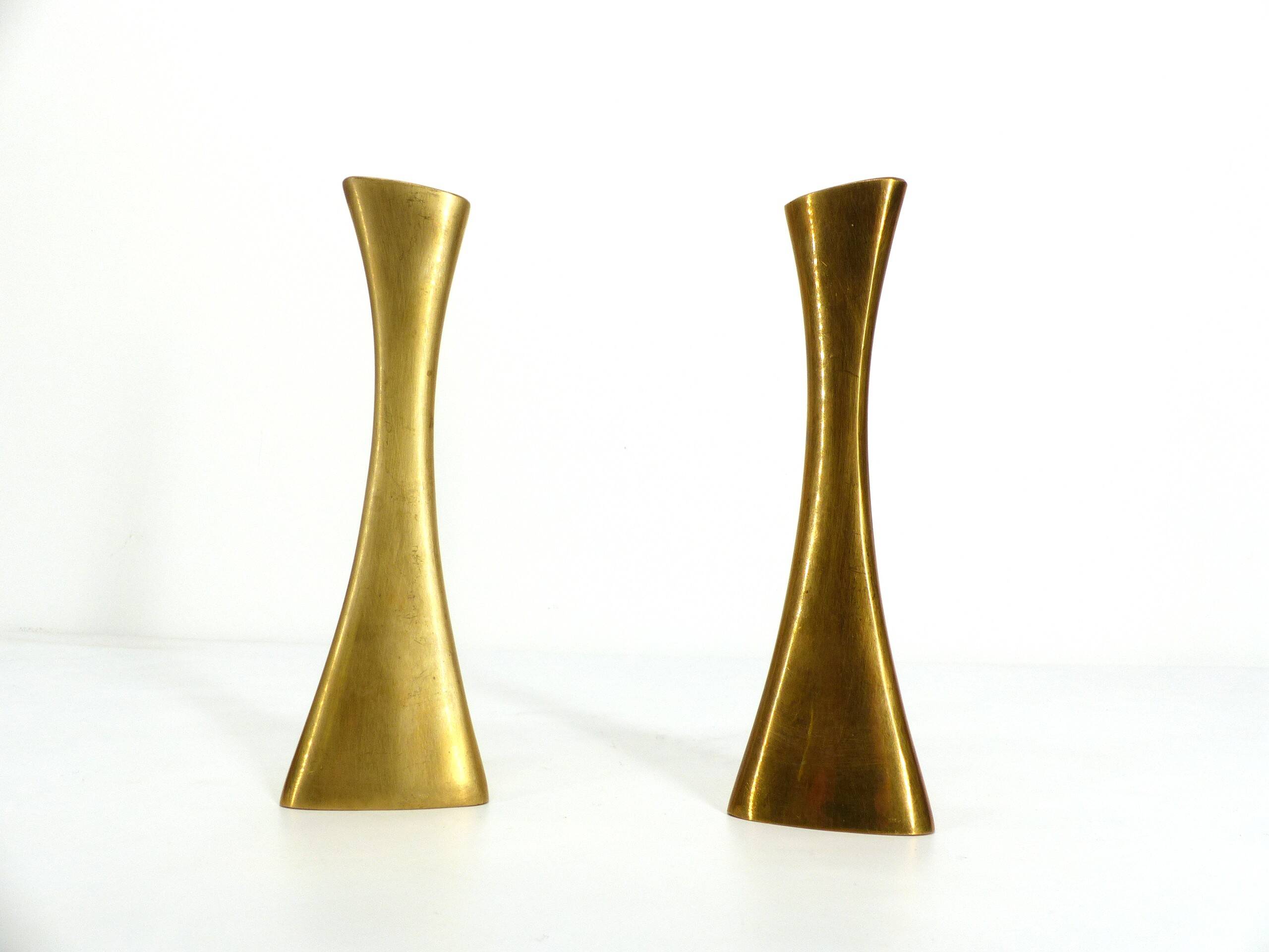 Pair of vintage brass candlesticks Ytterberg for Bca Eskilstuna, Sweden 1960s