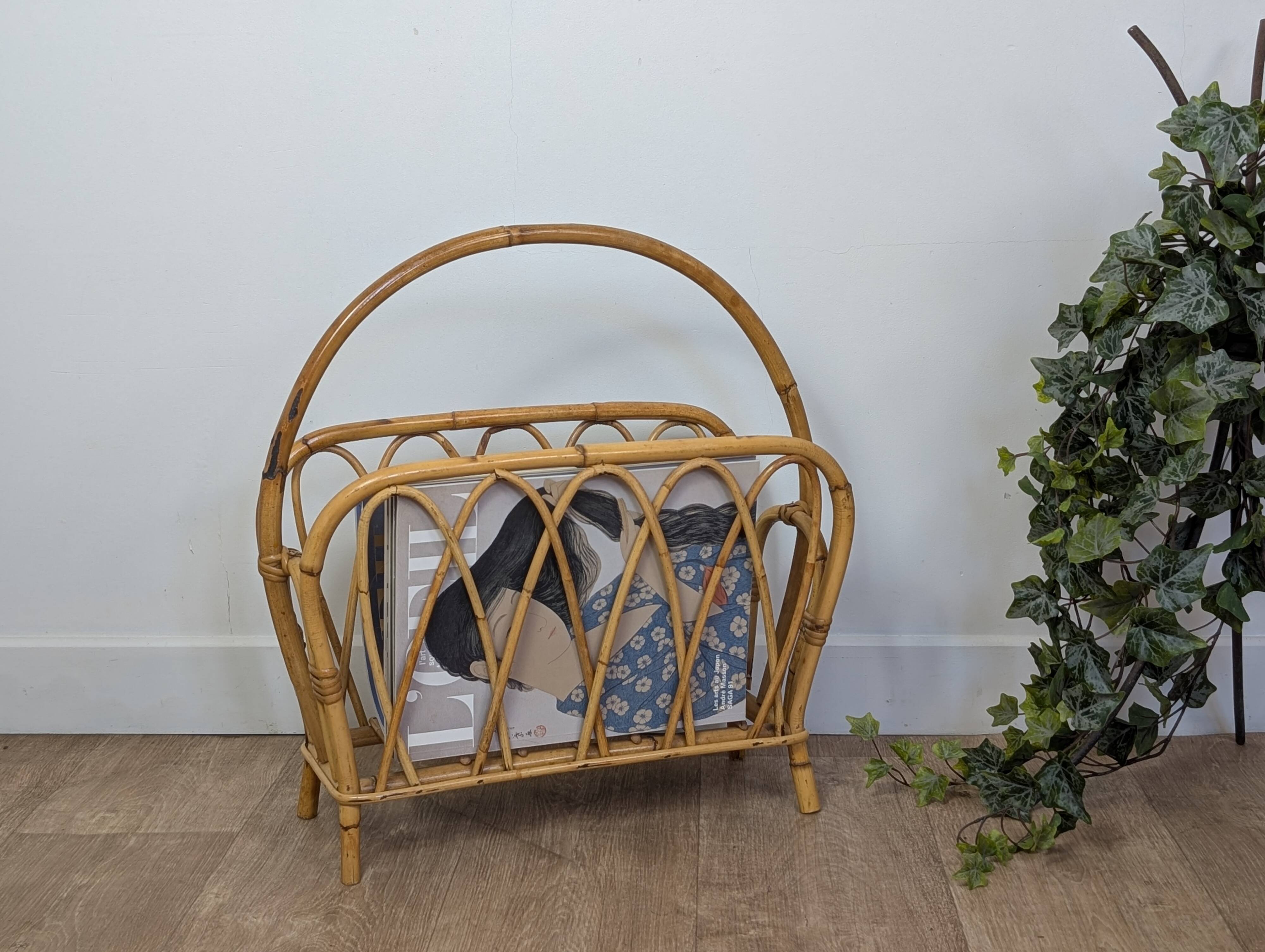 Rattan magazine rack