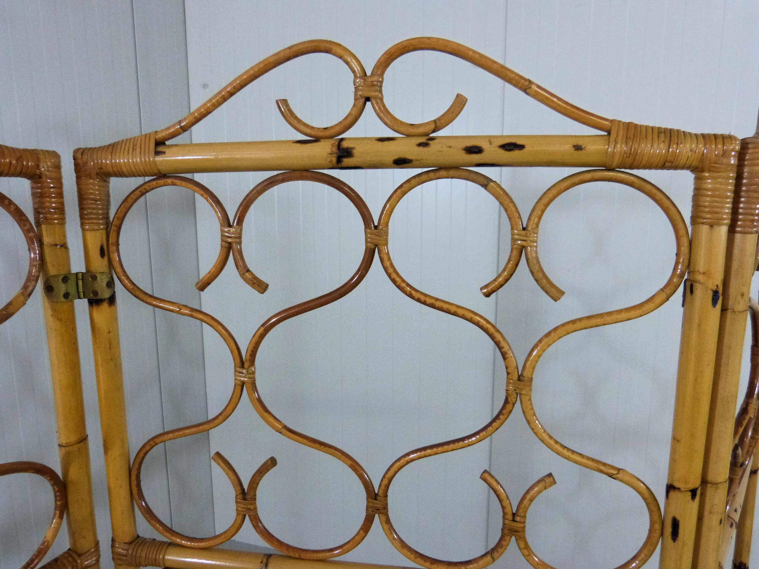 Rattan roomdivider folding screen Italy 1960’s