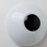 2 Vintage Murano Glass Lamps - White Opaline with Black Inset, Wall/Ceiling, 1980s Memphis Design