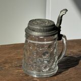 Alsatian beer mug with figurative pewter lid