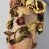 Signed polychrome terracotta vase dating from 1892, art nouveau (h.75cm) rare