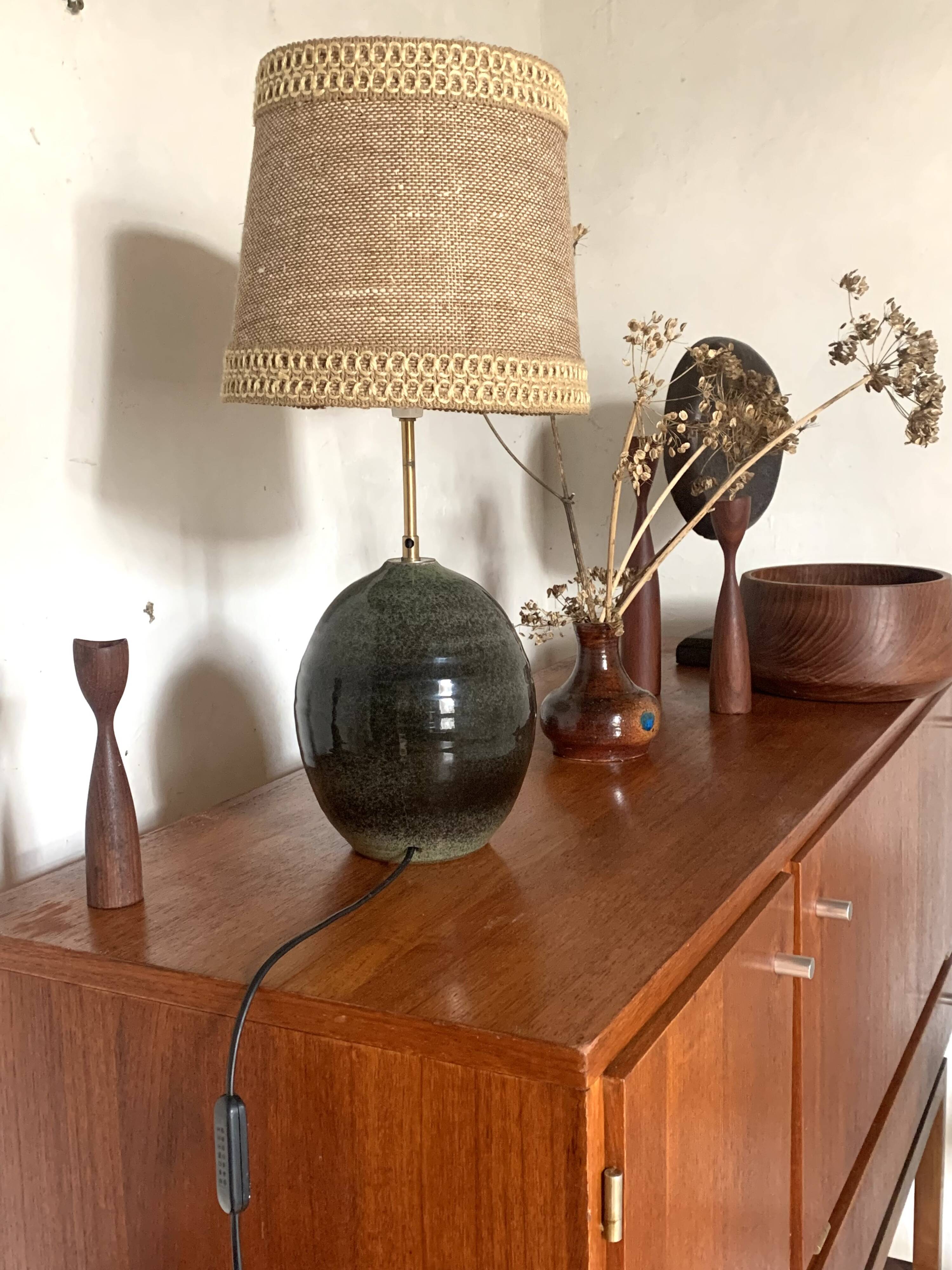 Vintage ceramic table lamp signed