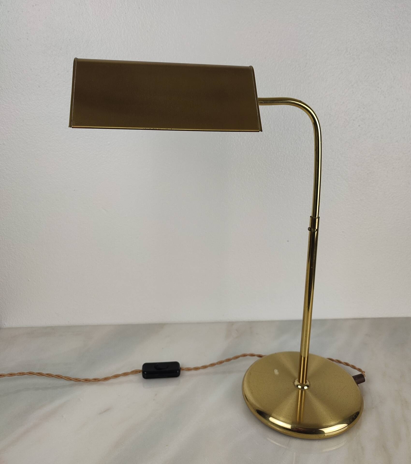 Lampe de Bureau Ajustable en Laiton Doré – Design Allemand, Années 70