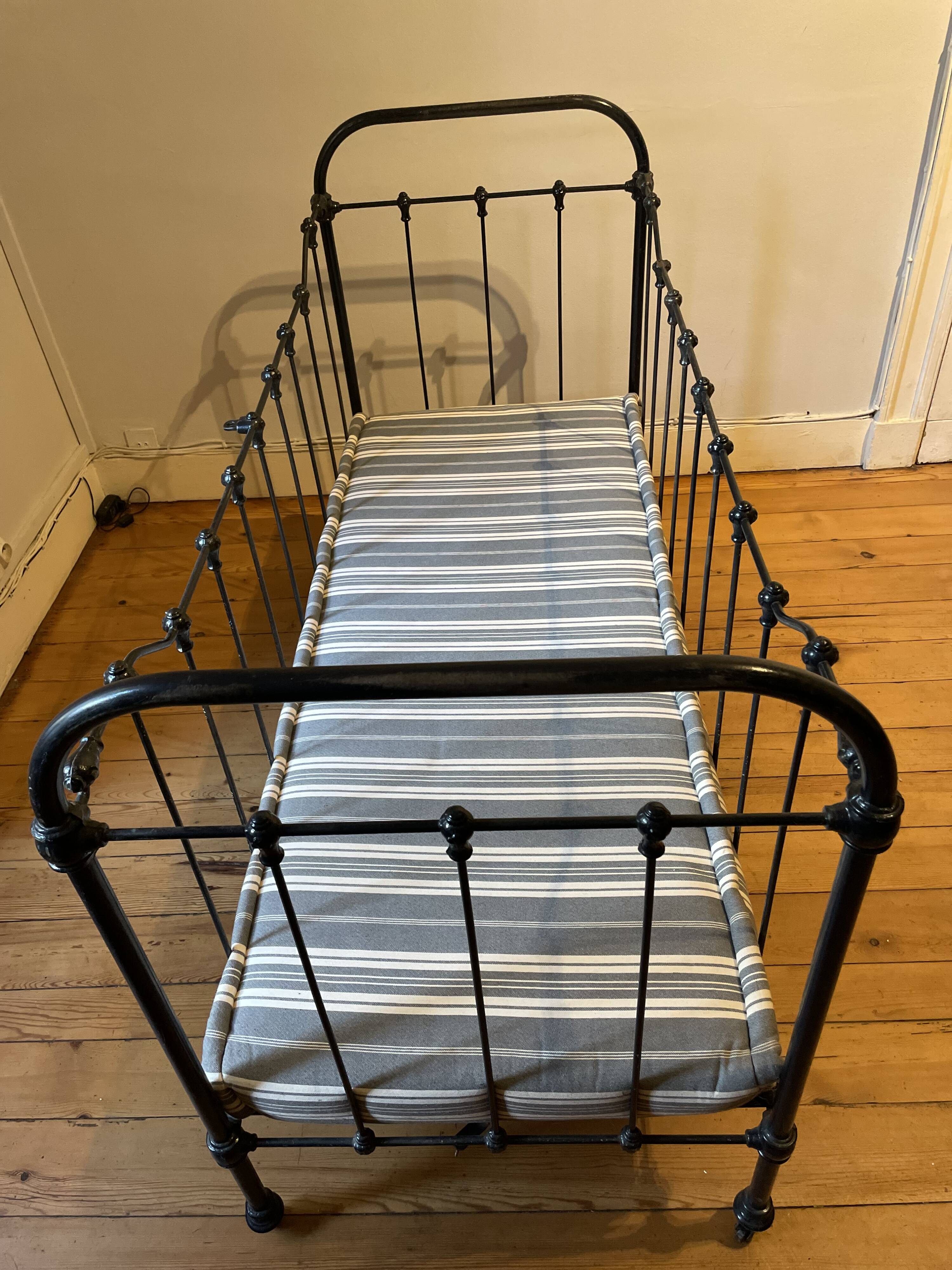 Wrought iron cot renovated with mattress