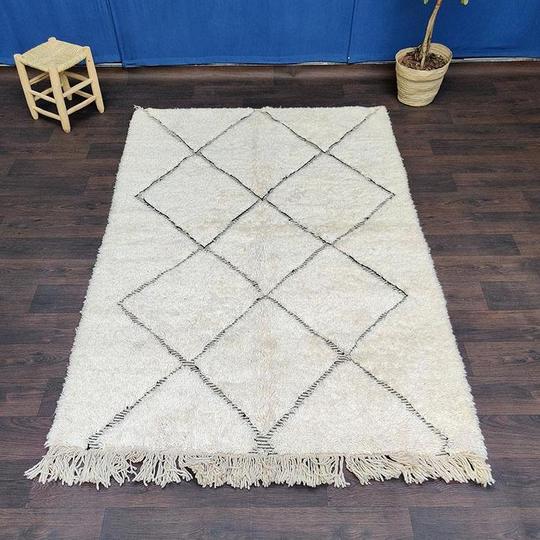 Tapis berbere beni ouarain à losanges creux