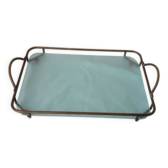 Glass and metal tray