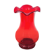 Red midcentury glass vase, Poland, 1970s