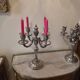 Pair of four-light candelabra in silver-plated metal in Louis style.