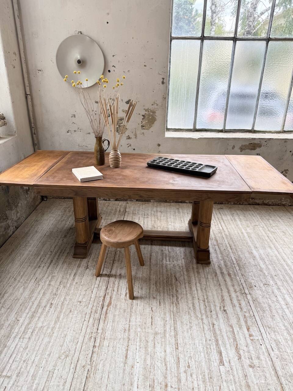 Table de repas chêne 1940 Dudouyt 240cm