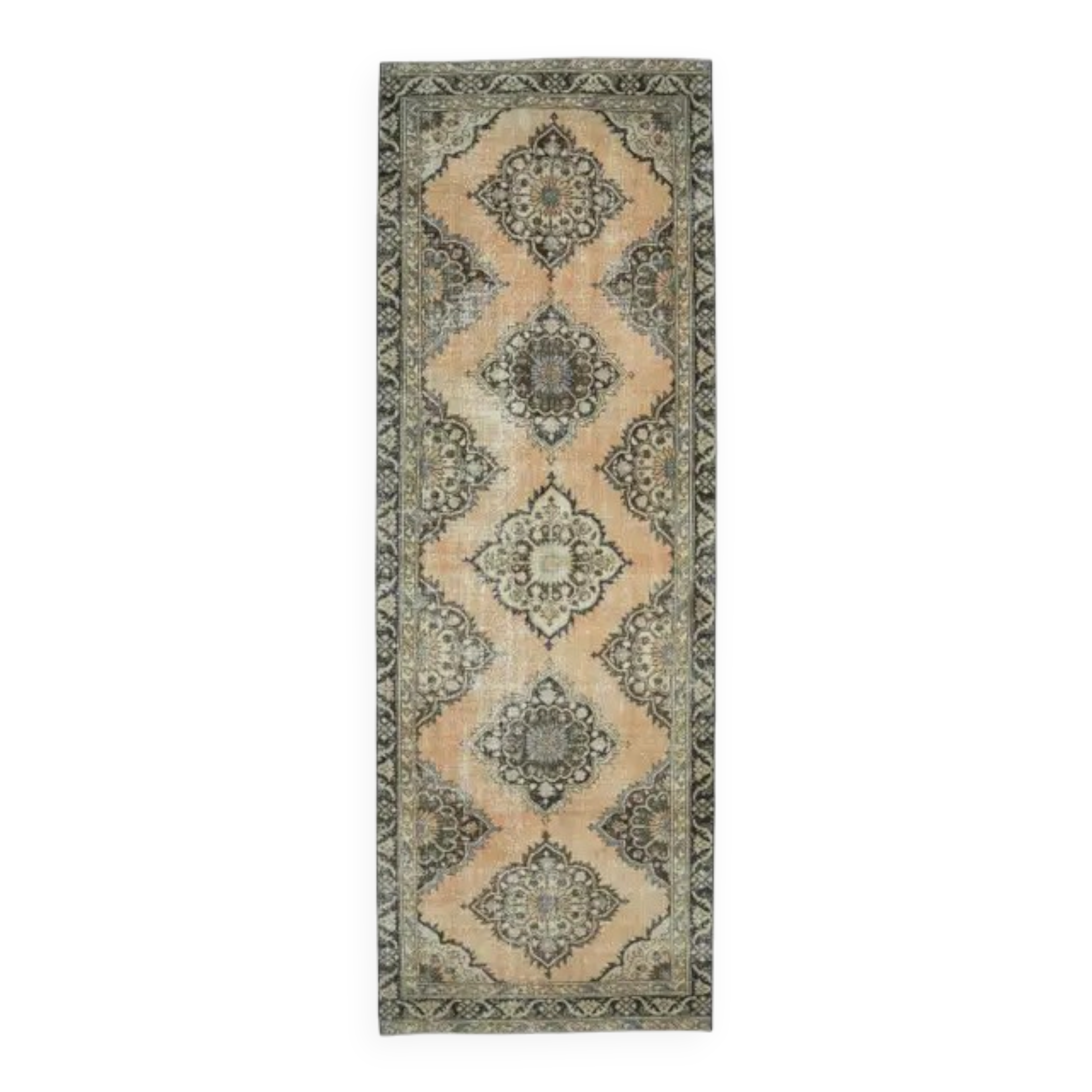 Vintage Turkish hand-knotted runner 128x382