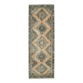 Tapis couloir vintage turc noué à la main 128x382