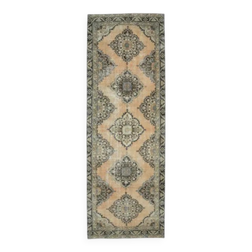 Vintage Turkish hand-knotted runner 128x382