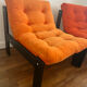 2 fauteuils en velours orange Vintage année 1974