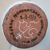 Vase bouteille en céramique émaillée, daté de 1979, signature à identifier