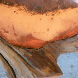 Empty wooden and copper pocket