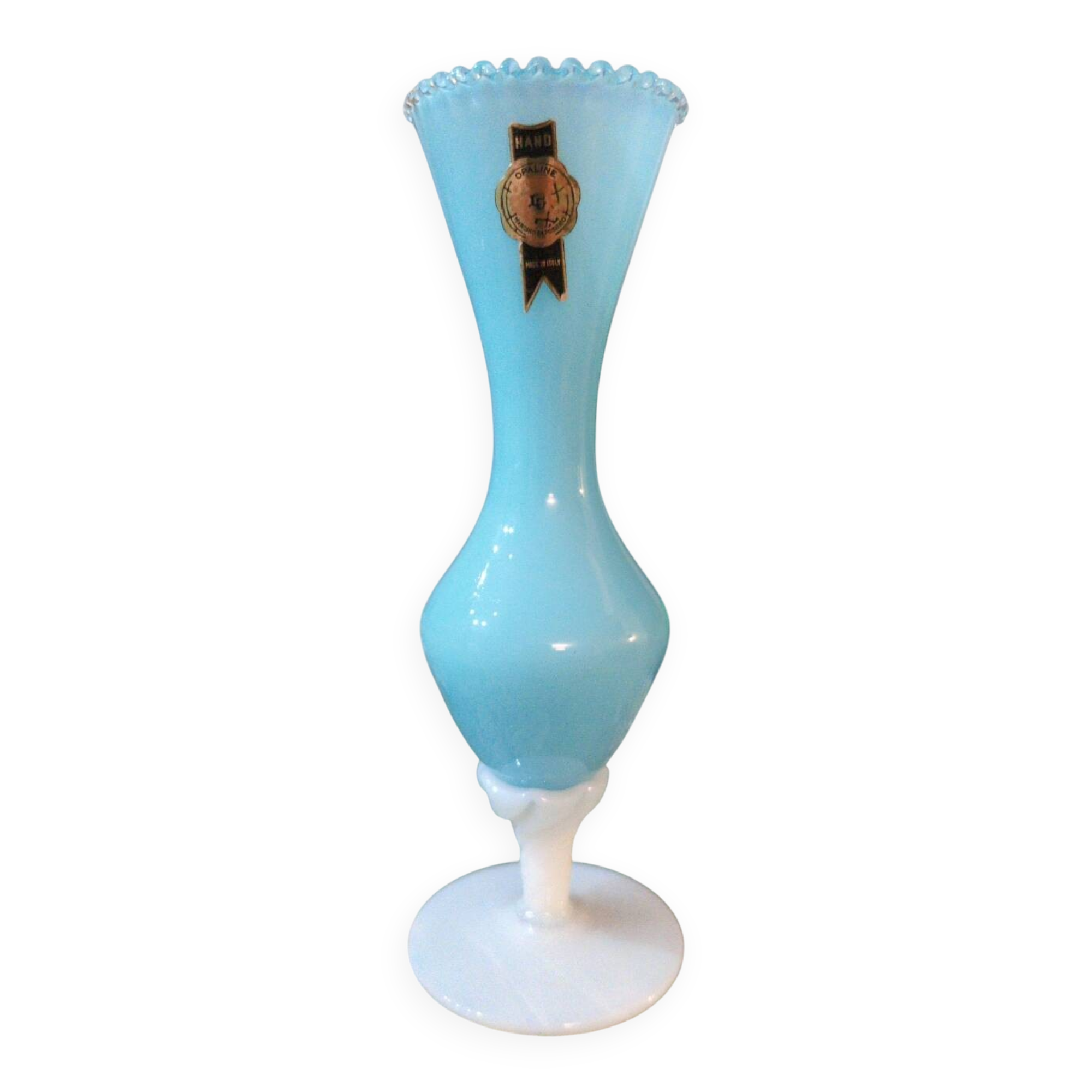 Petit vase opaline bleu