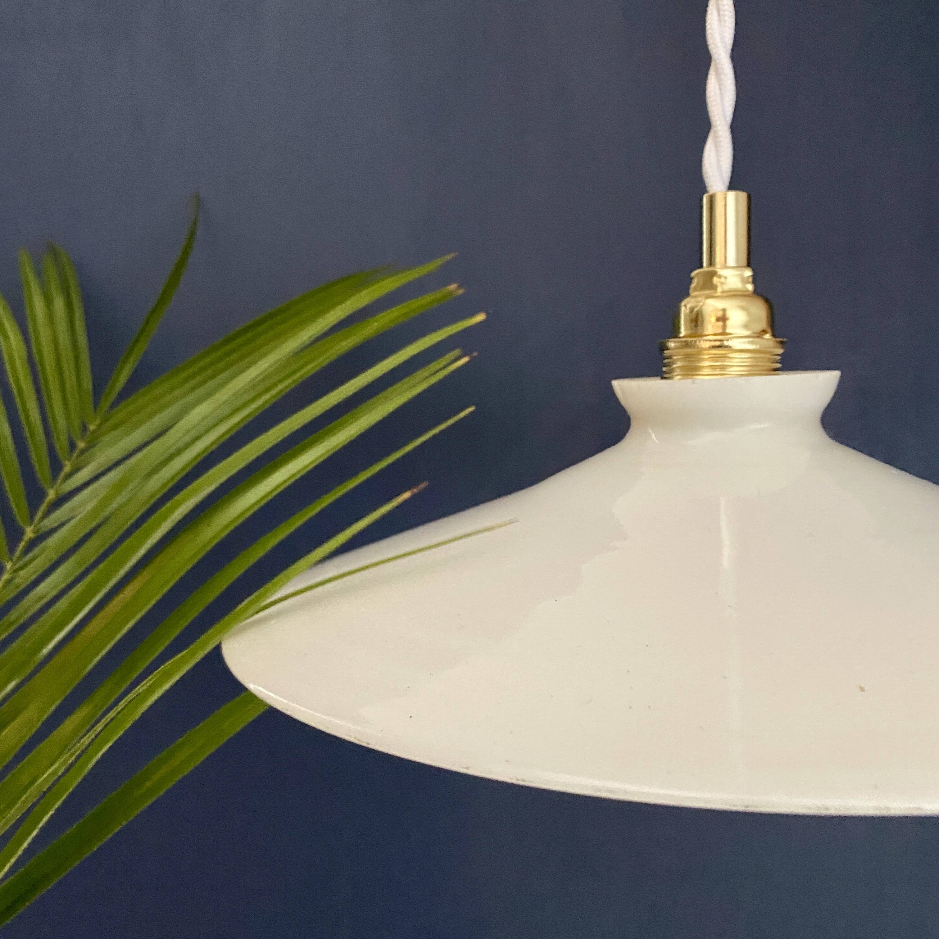 Vintage white opaline pendant light