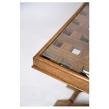 Table basse en bois foncé avec plateau en verre des années 1960