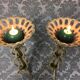 Pair of candlesticks patinated cast iron renaissance design