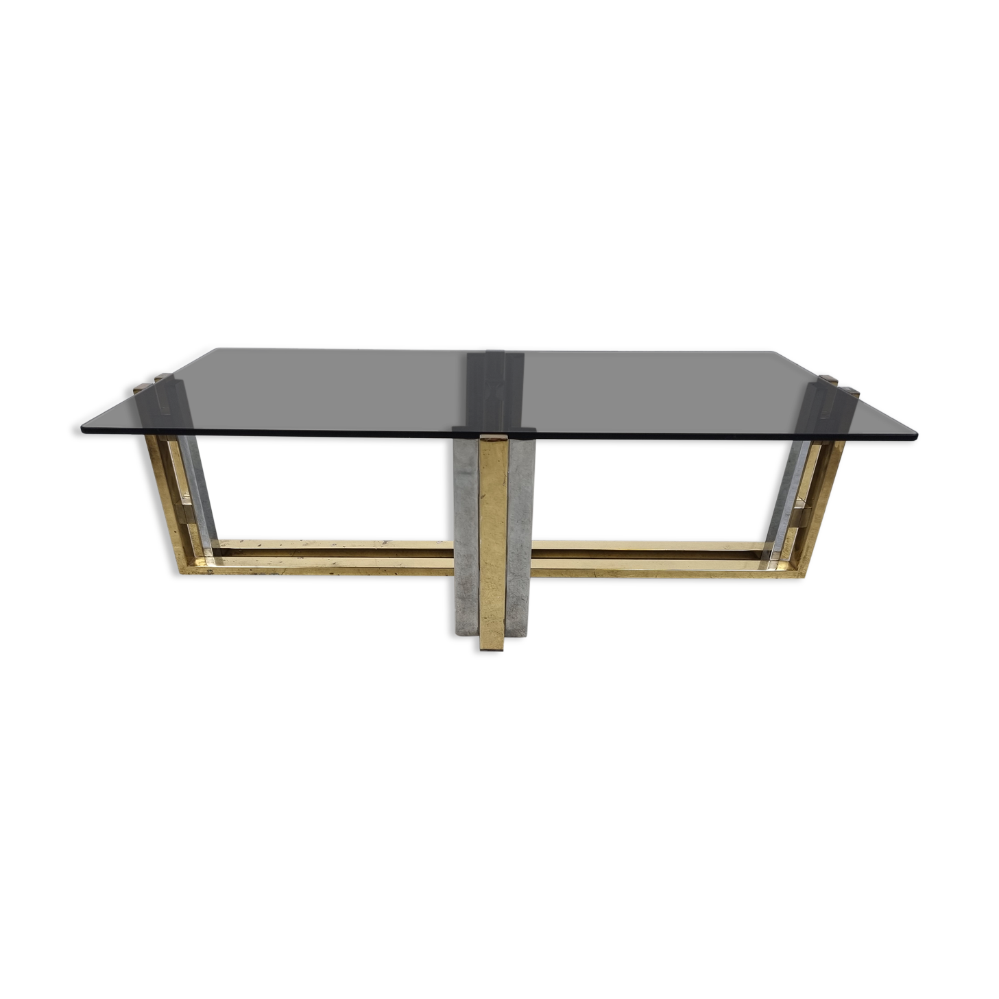 Vintage brass and chrome coffee table, 1970s