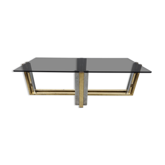 Vintage brass and chrome coffee table, 1970