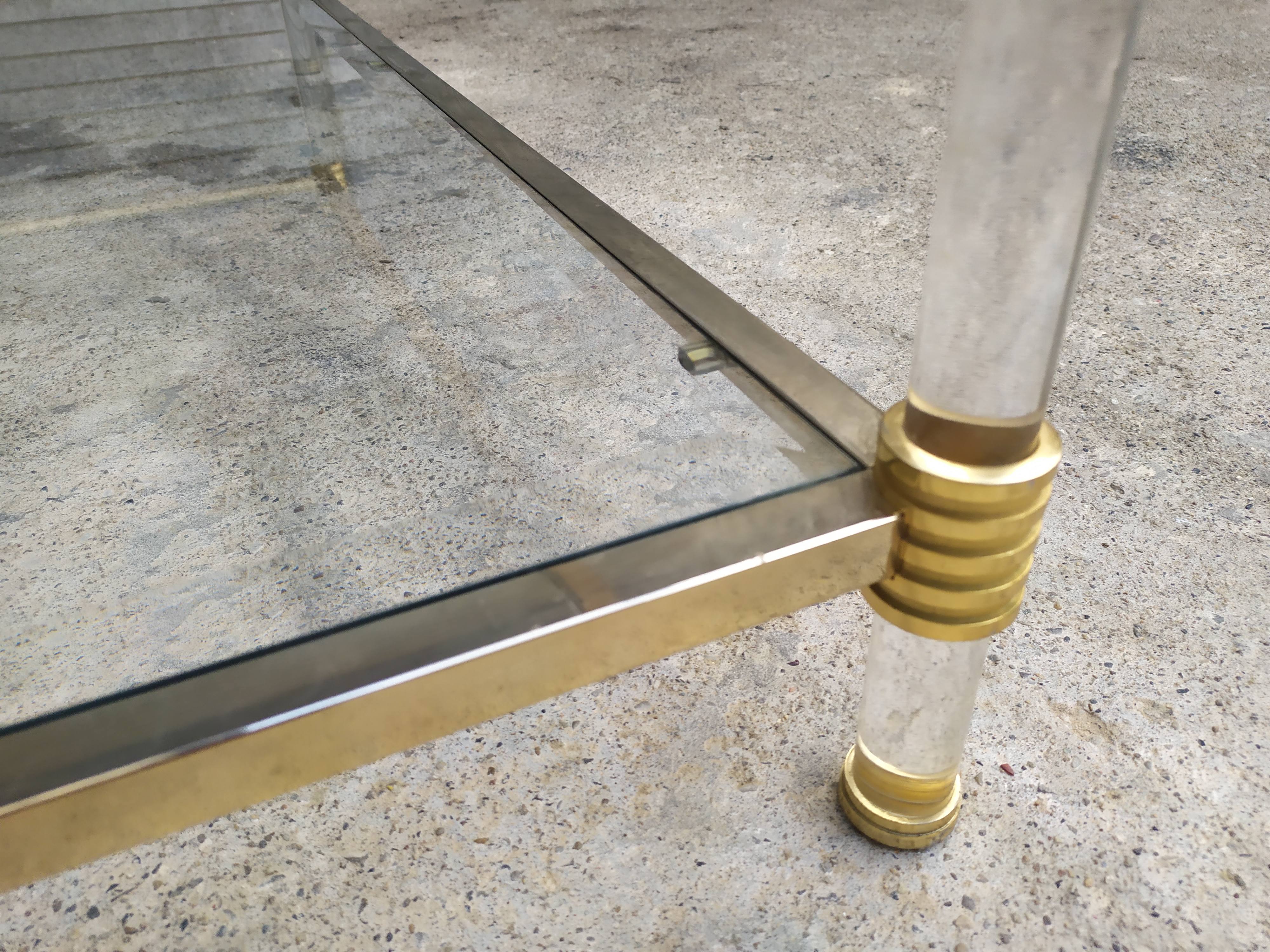 Table basse double plateau verre vintage