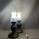 Pair Portuguese rustic brass table lamps