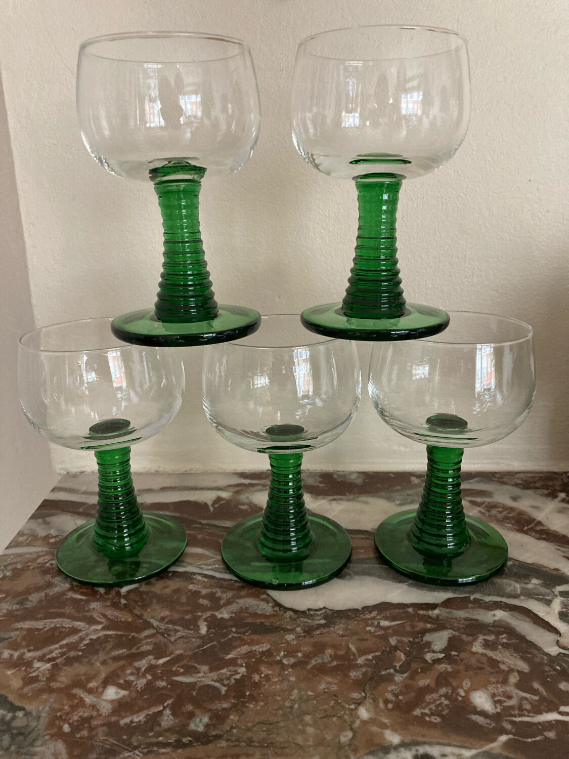 Roemer green stemmed glasses