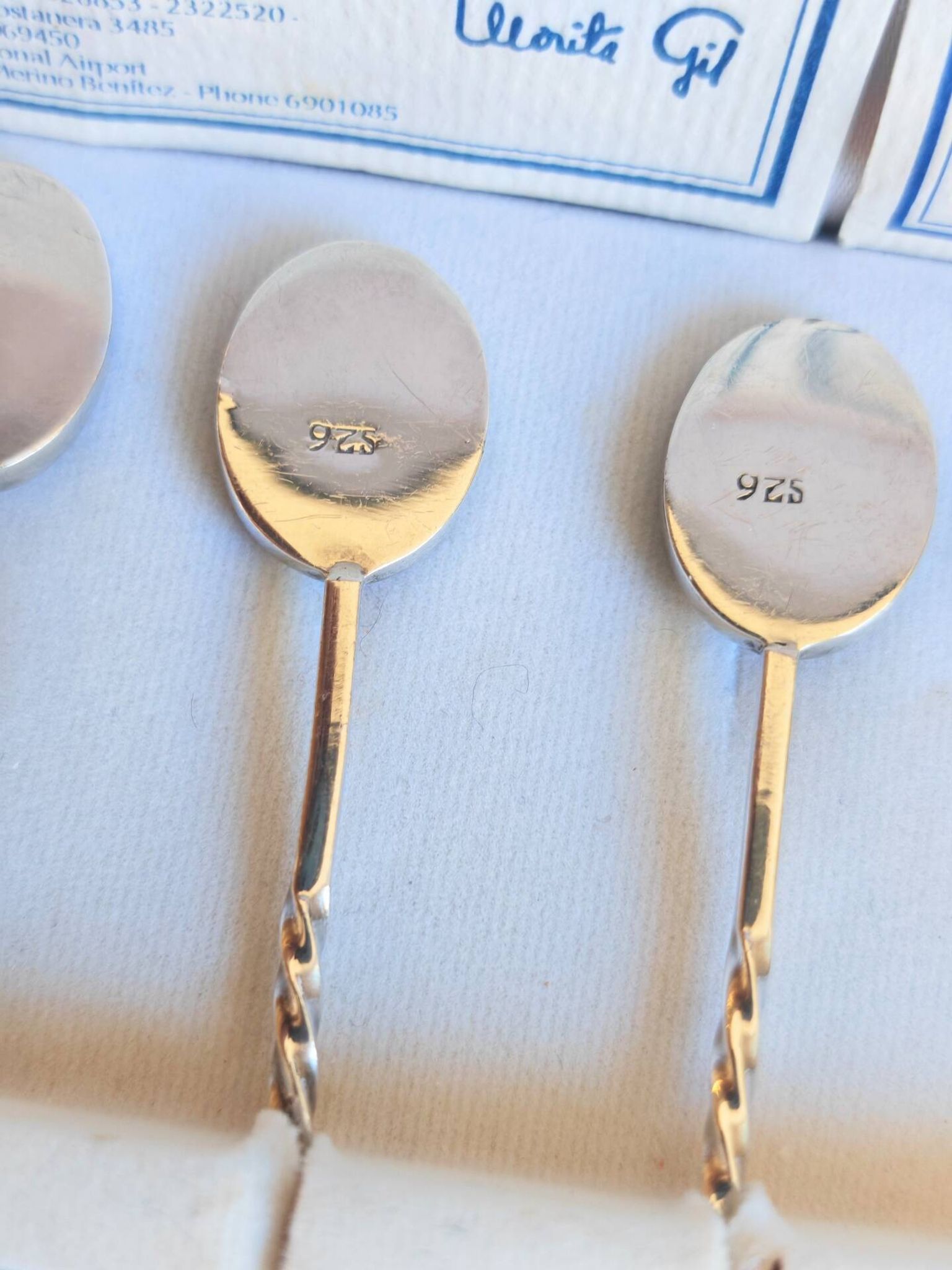 Box of 6 Solid Silver 925 Spoons & Lapis Lazuli - Morita Gil Chil