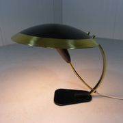 Lampe de bureau rare en laiton et verre des années 1950