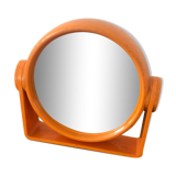 Orange plastic makeup mirror Vintage year 70