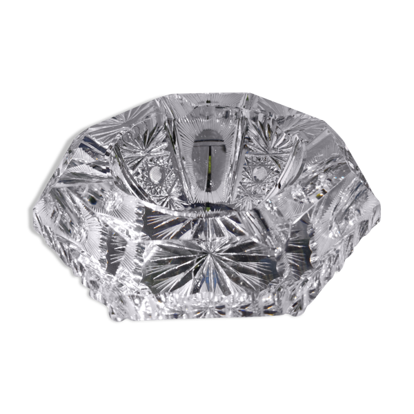 Vide poche, cendrier octogonal forme diamant en cristal de Bohème finement taillé, vintage