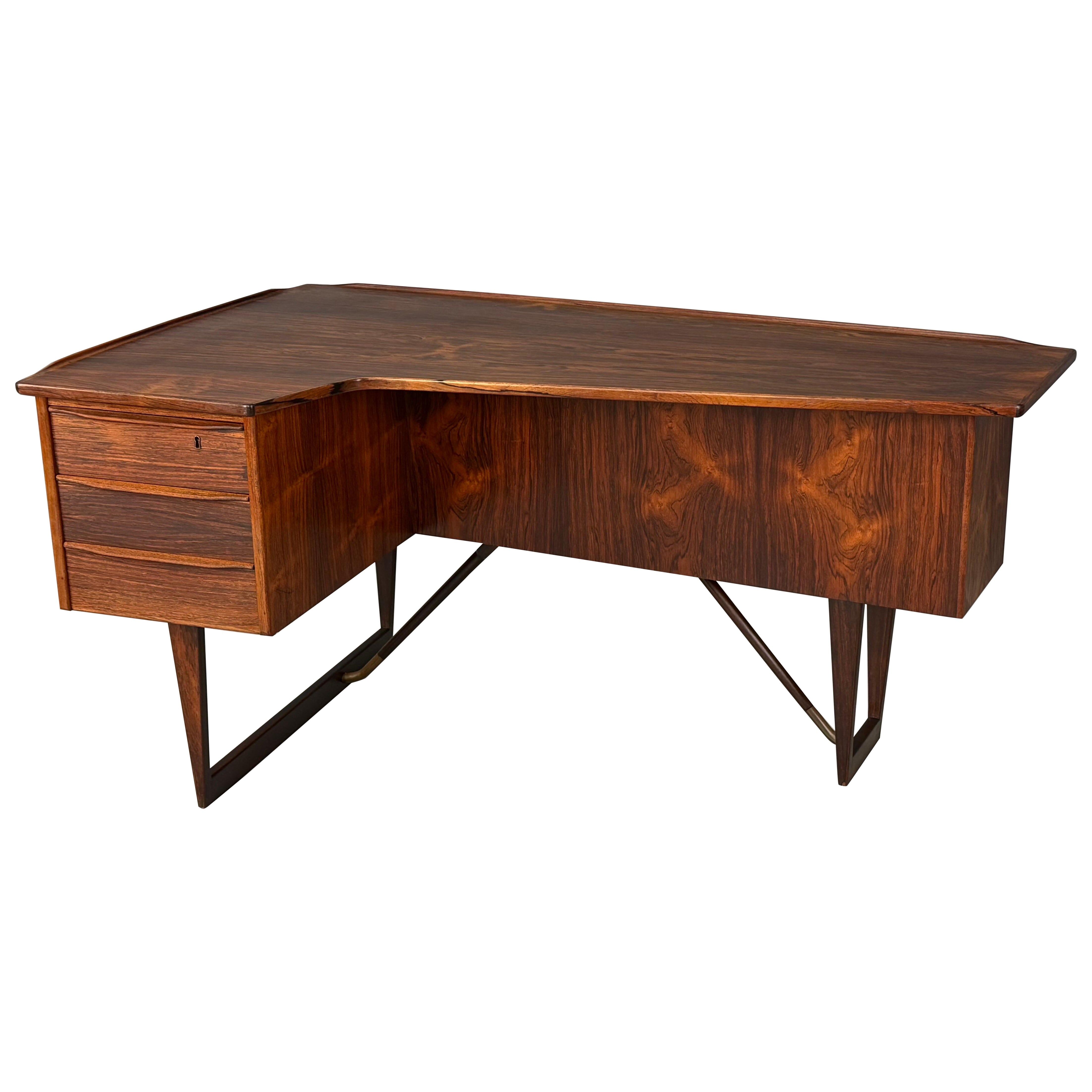 1960s Peter Løvig Nielsen 'Boomerang' Desk Hedensted Møbelfabrik